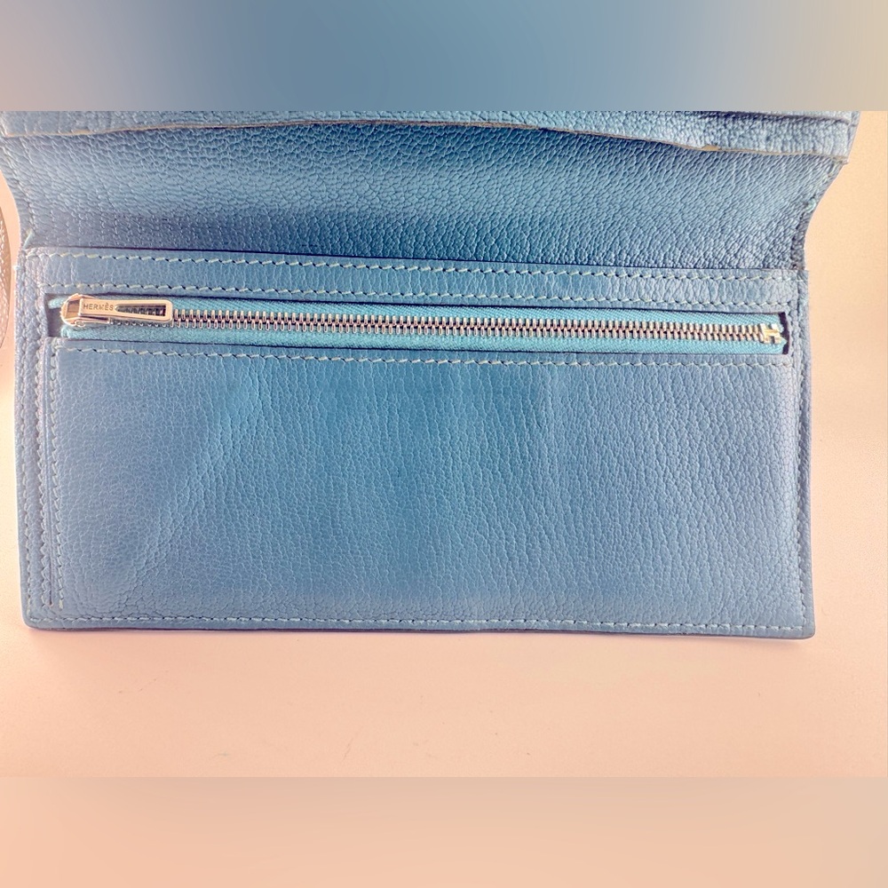 Hermès Béarn Wallet Bleu Paon Epsom Leather Palladium 2007 Hermès wallet AUTH - Picture 4 of 16